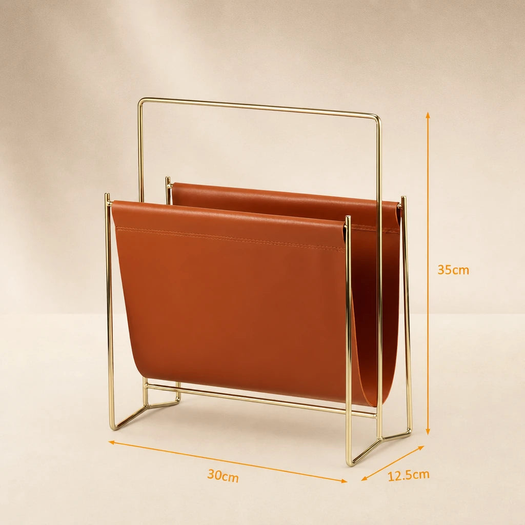 Schéma des dimensions du porte-revues : 30 cm de largeur, 12,5 cm de profondeur et 35 cm de hauteur