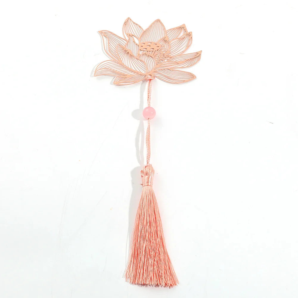 Marque-page fleur en métal Lotus