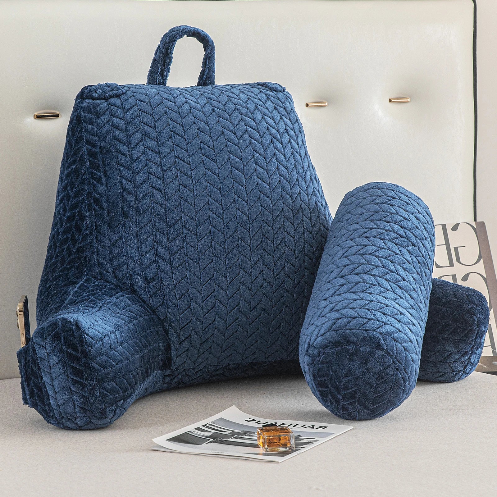 Coussin de lecture avec accoudoirs Bleu