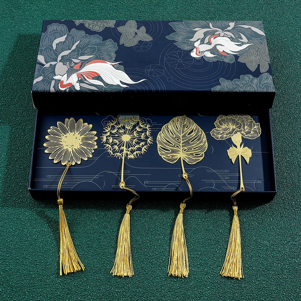 Marque-page laiton Coffret doré x4