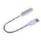 mini lampe usb blanche avec tige flexible posée sur fond blanc