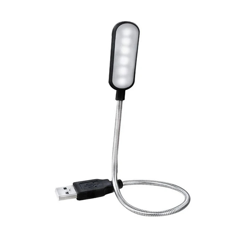 gros plan sur une mini lampe usb noire avec tige flexible métallique