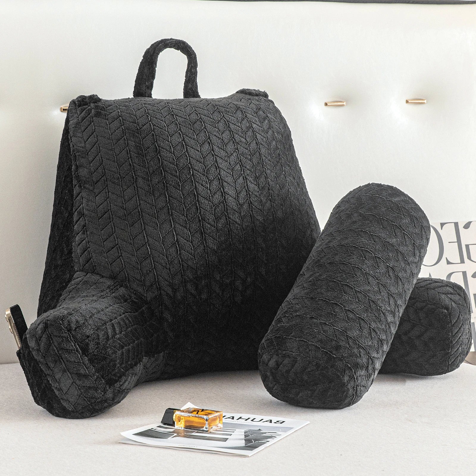 Coussin de lecture avec accoudoirs Noir