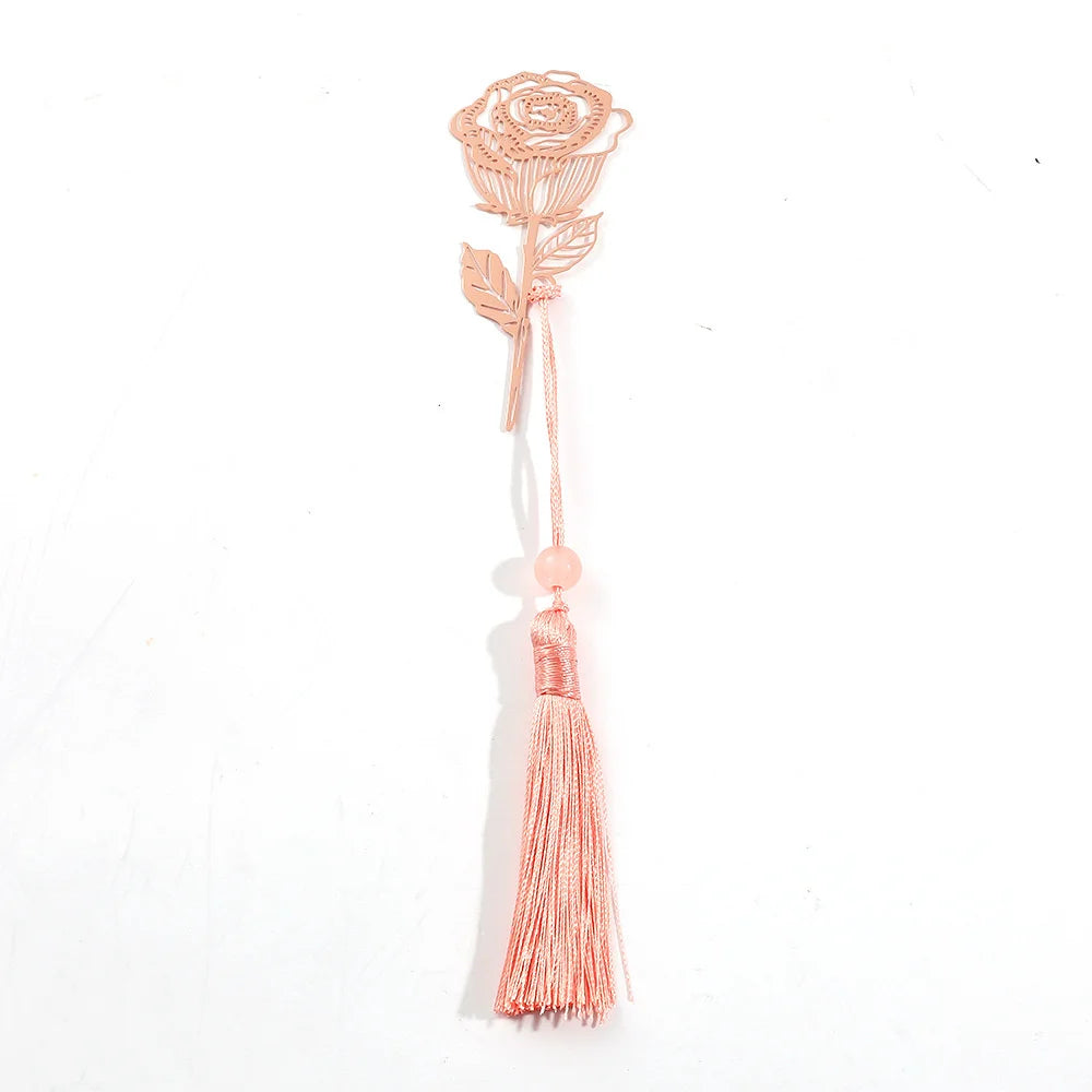 Marque-page fleur en métal Rose