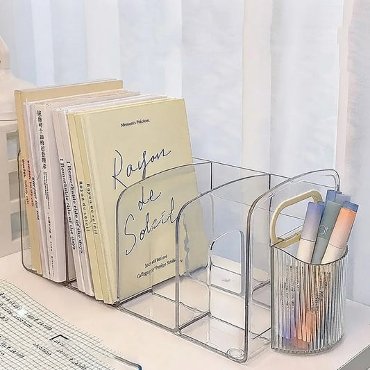 Serre-livre transparent multi-cases avec poignée