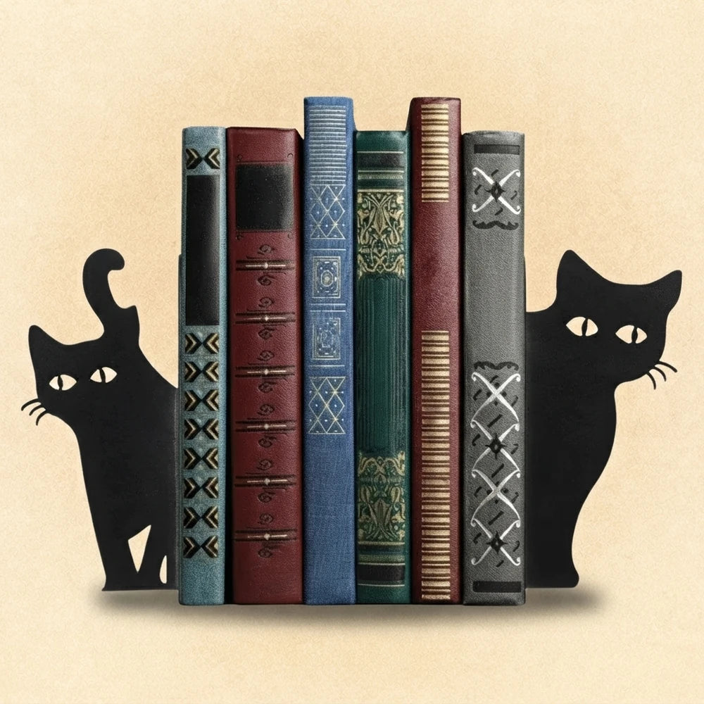 Serre-livres chats en métal noir Style B