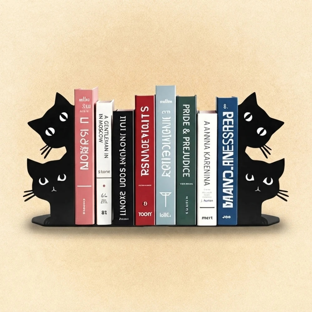 Serre-livres chats en métal noir Style C