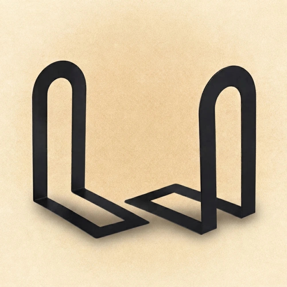 Serre-livres en métal en L noir
