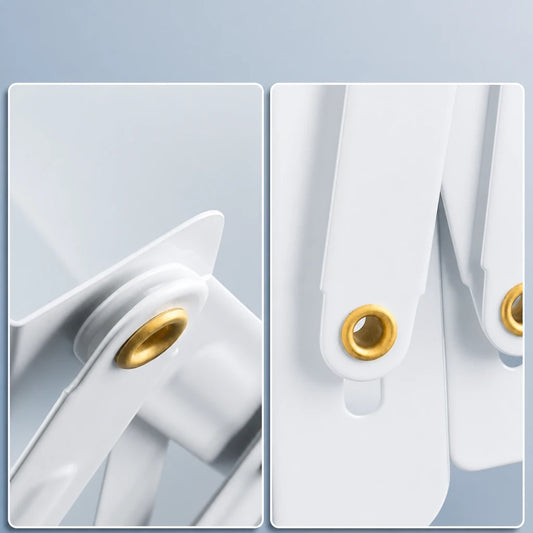 Détail des rivets en cuivre pur anti-rouille et des joints en caoutchouc du serre-livres blanc