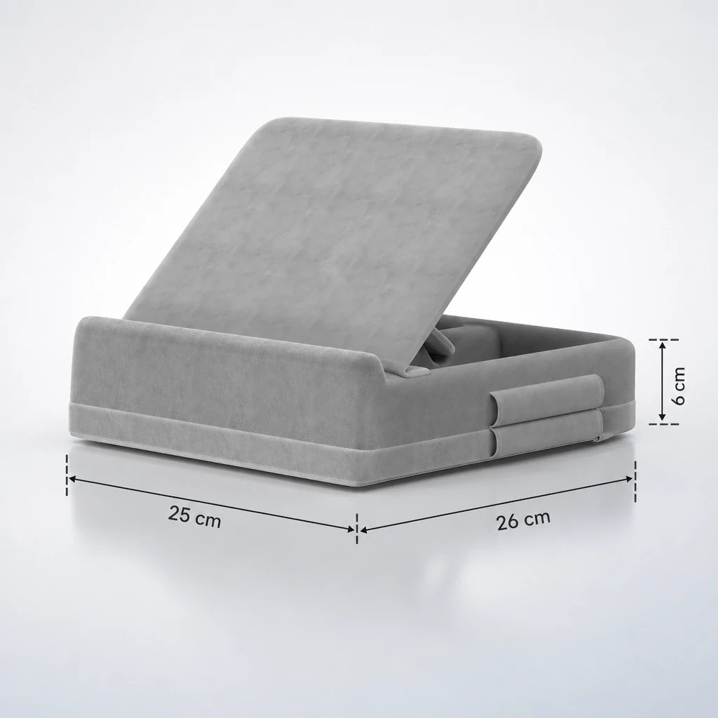 Dimensions du support de lecture environ 25 x 26 x 6 cm, compatible avec appareils de 4 à 13 pouces